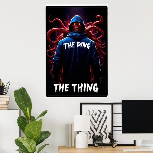 Creepy figure in a hoodie with tentacles and glowi poster (Heimbüro)
