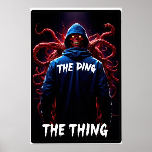 Creepy figure in a hoodie with tentacles and glowi poster (Vorne)