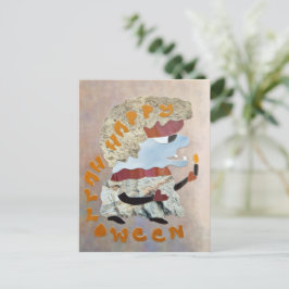 Creepy figuur viert Halloween trick or treat  Postkarte
