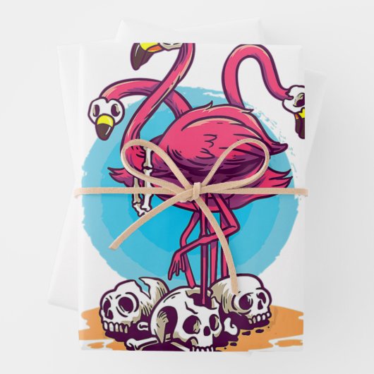 Creepy Flamingo Halloween Horror Skull Geschenkpapier Set (Beispiel)