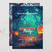 Creepy Forest Jack-O'Lanterns Halloween-Party Einladung (Vorne/Hinten)