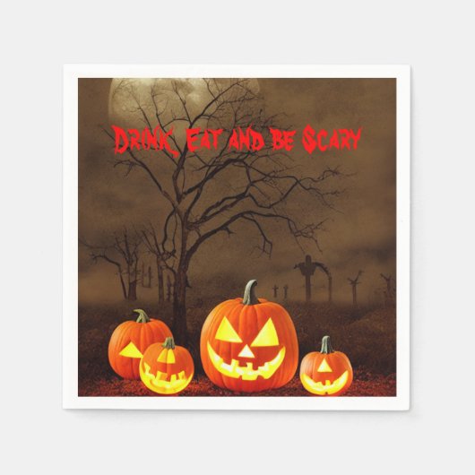 Creepy Friedhof Esst Drink und sei beängstigend Ha Serviette (Vorderseite)