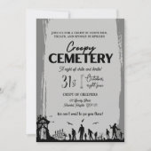 Creepy Friedhof Grau mit unheimlicher Schwarz Akze Einladung (Vorderseite)