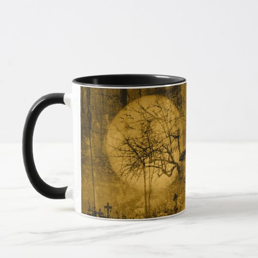 Creepy Full Moon Friedhof Pattern Halloween Tasse (Links)