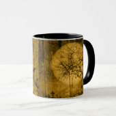 Creepy Full Moon Friedhof Pattern Halloween Tasse (VorderseiteRechts)