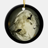 Creepy Full Moon mit Vögeln Keramik Ornament (Vorne)