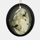 Creepy Full Moon mit Vögeln Keramik Ornament (Links)