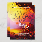 Creepy Full Moon Pumpkins Halloween-Party Einladung (Vorne/Hinten)