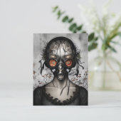 Creepy Gasmask Alien Woman Postkarte (Stehend Vorderseite)