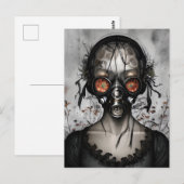 Creepy Gasmask Alien Woman Postkarte (Vorne/Hinten)