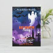 Creepy Ghost Bats Sky Halloween-Party Einladung (Stehend Vorderseite)