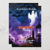 Creepy Ghost Bats Sky Halloween-Party Einladung (Vorne/Hinten)