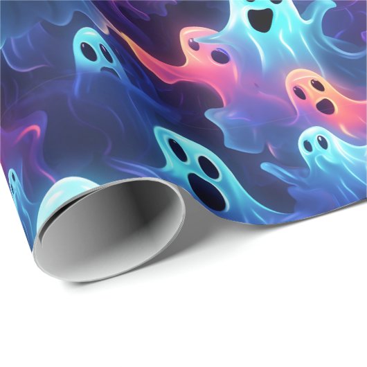 Creepy Ghost Blue Red Lila Halloween Decoupage Geschenkpapier (Rolleneckpunkt)