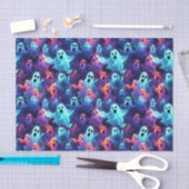 Creepy Ghost Blue Red Lila Halloween Decoupage Seidenpapier (Handwerk)