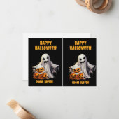 Creepy Ghost Jack O' Lanterns Halloween-Klassenzim Mitteilungskarte (Vorderseite/Rückseite Beispiel)