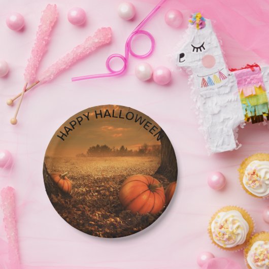 Creepy Ghost Spooky Pumpkin Halloween Papierplatte Pappteller (Party)