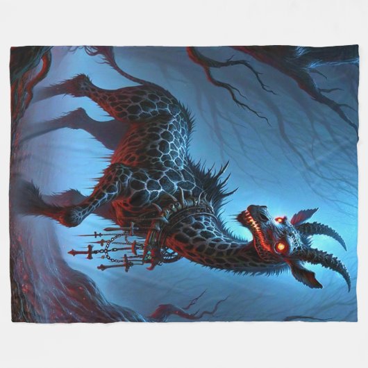 Creepy Giraffe Fleecedecke (Vorderseite (Horizontal))