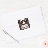 Creepy Girl Big Mit Augen Chibi Doll Quadratischer Aufkleber (Umschlag)