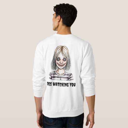 Creepy Girl watching Sweatshirt (Schwarz voll)