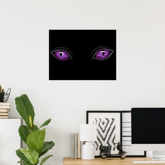 Creepy Glossy Animal oder Cat Eyes Dunkel Nacht Poster (Heimbüro)