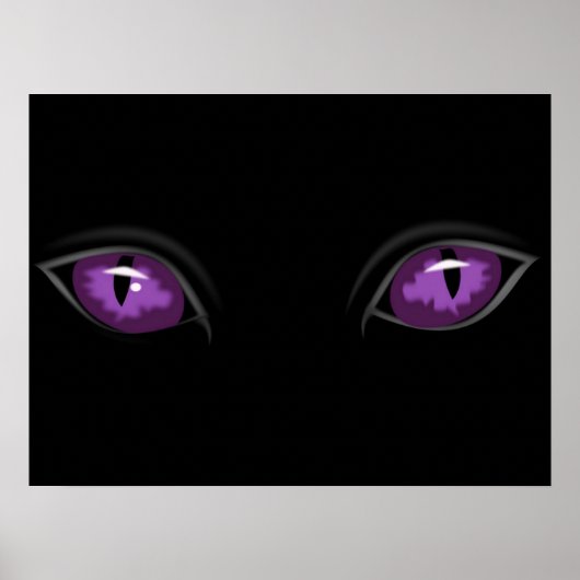 Creepy Glossy Animal oder Cat Eyes Dunkel Nacht Poster (Vorne)