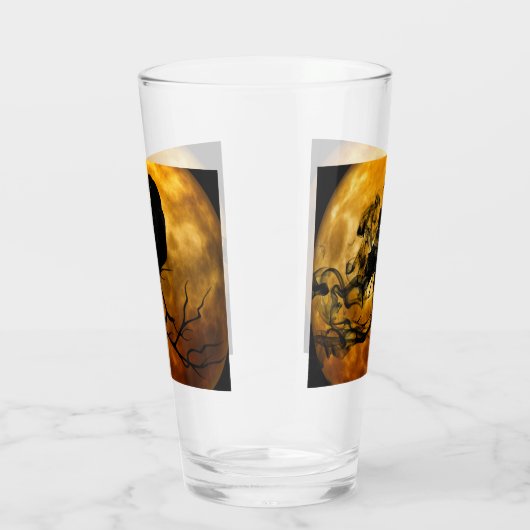 Creepy Gothic Black Raven and Moon Halloween Glas (Rechts)