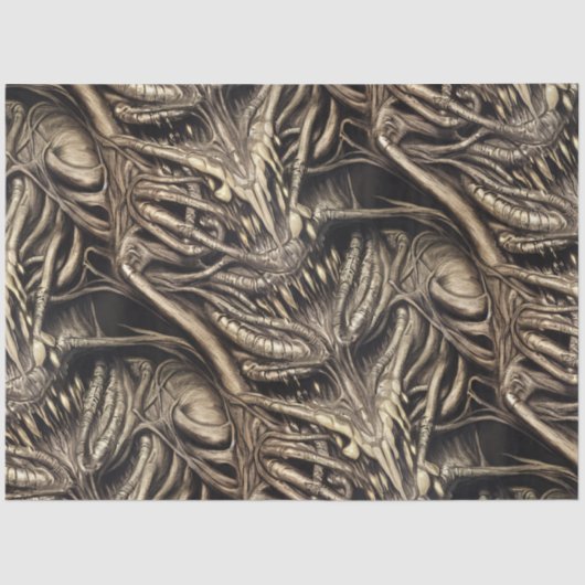 Creepy Gothic Horror Demon Biomatter Seidenpapier (Vorderseite)