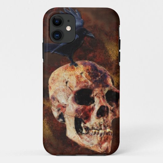 Creepy Gothic Skull and Crow - Halloween-Horror Case-Mate iPhone Hülle (Rückseite)