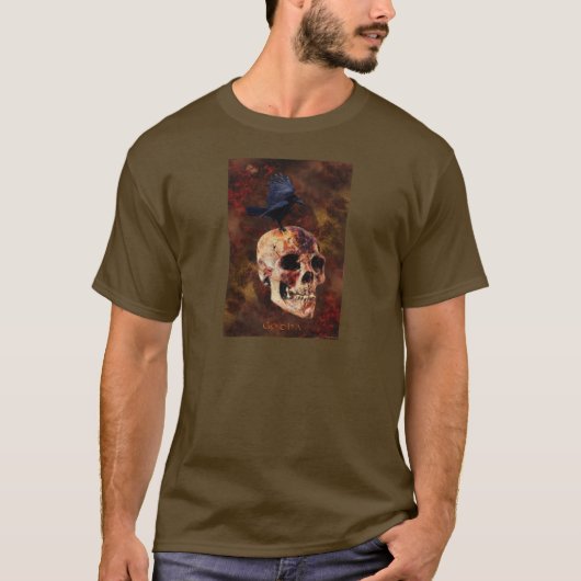 Creepy Gothic Skull and Crow - Halloween-Horror T-Shirt (Vorderseite)