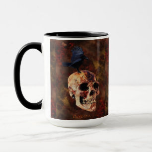 Creepy Gothic Skull and Crow - Halloween-Horror Tasse