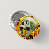 Creepy Gothic Skull, Flammen, Halloween-Horror Button (Vorne & Hinten)