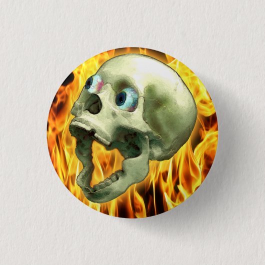 Creepy Gothic Skull, Flammen, Halloween-Horror Button (Vorderseite)