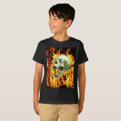 Creepy Gothic Skull, Flammen, Halloween-Horror T-Shirt (Vorne ganz)