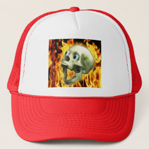 Creepy Gothic Skull, Flammen, Halloween-Horror Truckerkappe
