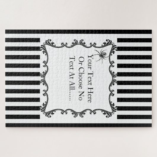 Creepy Gothic Spider Drawing Black & White Stripes Puzzle (Horizontal)