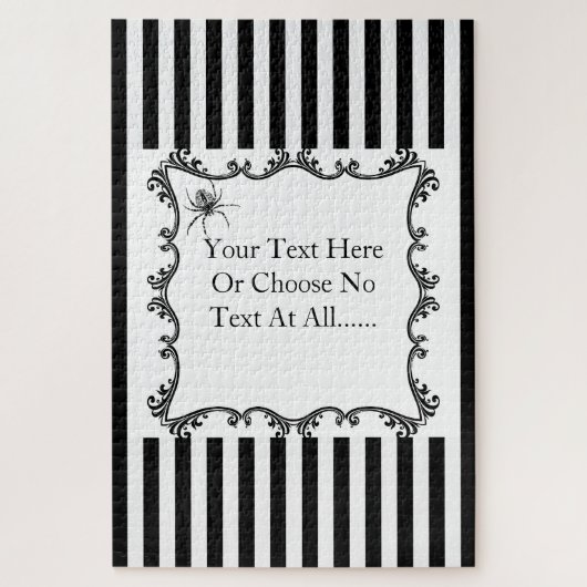Creepy Gothic Spider Drawing Black & White Stripes Puzzle (Vertikal)