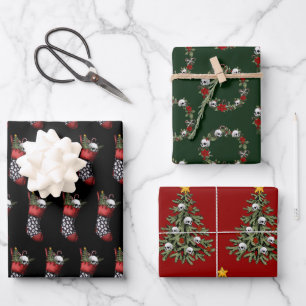 Creepy Gothic Weihnachtskronenwrapping Paper Geschenkpapier Set