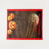 Creepy Graveyard Haunting Moon und Carved Pumpkins Wandteppich (Vorderseite (Horizontal))