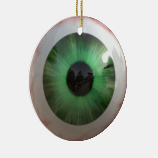 Creepy Green Eyeball Keramikornament (Rechts)