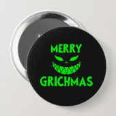 Creepy Green Grinch Weihnachtsgesicht Dark Festive Button (Vorne & Hinten)