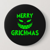 Creepy Green Grinch Weihnachtsgesicht Dark Festive Button (Vorderseite)
