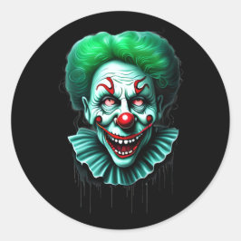 Creepy Green Hair Clown Runder Aufkleber