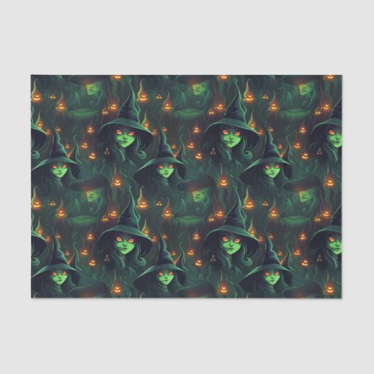 Creepy Green Hexen Spooky Ghosts Eerie Halloween Seidenpapier (Vorderseite)