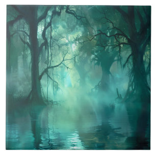 Creepy Green Swamp Fliese