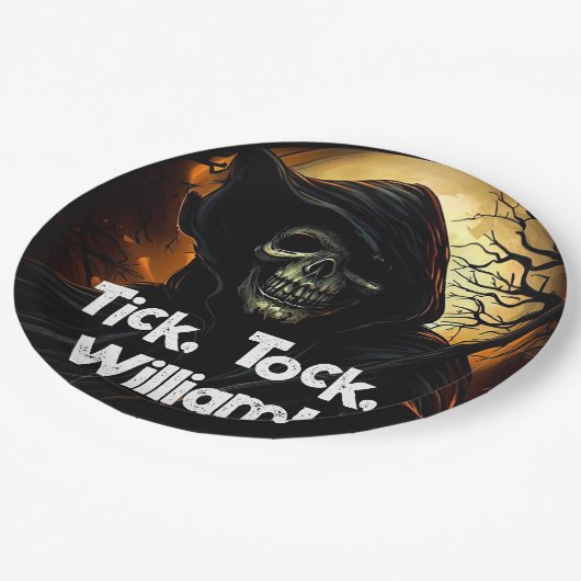 Creepy Grim Sensenmann Geburtstag Pappteller (Schrägansicht)