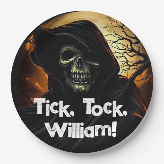 Creepy Grim Sensenmann Geburtstag Pappteller (Vorderseite)