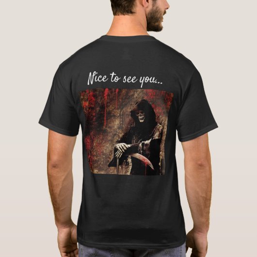 Creepy Grim Sensenmann Gruß T-Shirt (Rückseite)