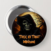 Creepy Grim Sensenmann Trick oder Trete Button (Vorne & Hinten)