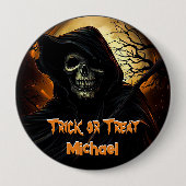 Creepy Grim Sensenmann Trick oder Trete Button (Vorderseite)