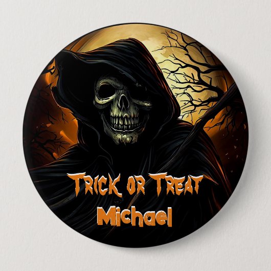 Creepy Grim Sensenmann Trick oder Trete Button (Vorderseite)